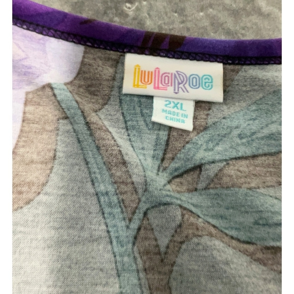 LuLaRoe Black Midi Dress with Purple Floral Print - Picture 3 of 3